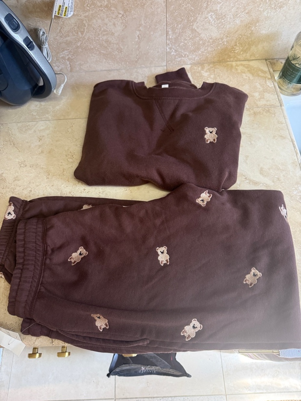 Brown Bear Embroidered jogger Set